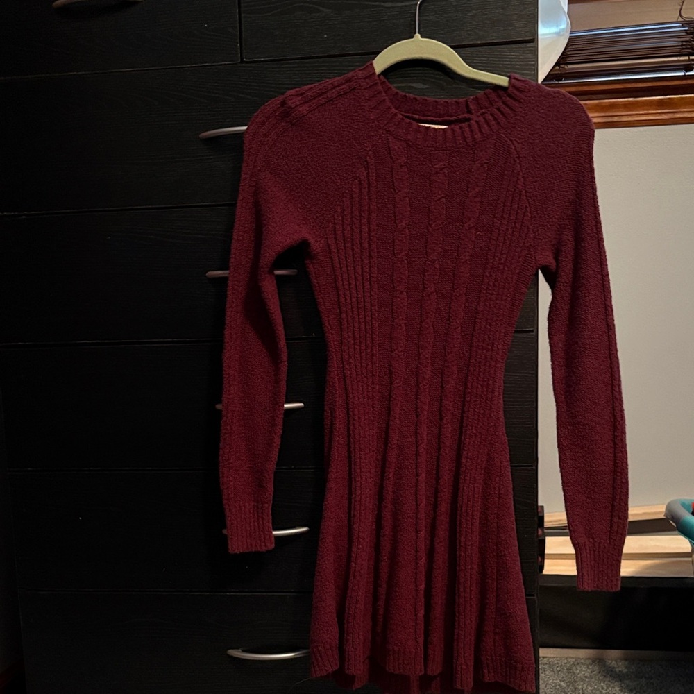 Hollister Deep Red Long Sleeve Dress